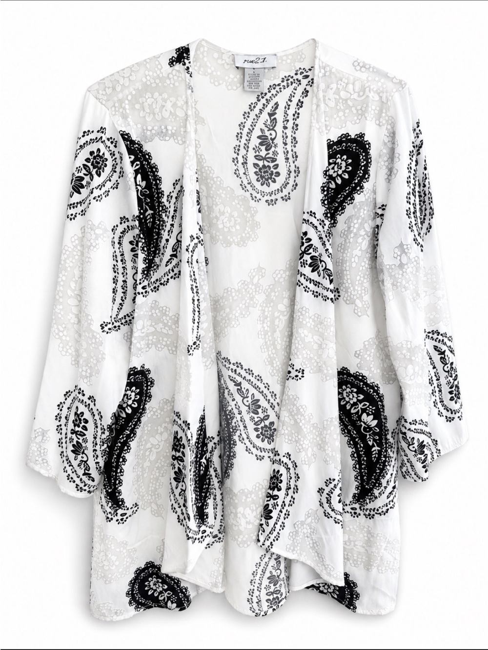 Ania A Velvet Burnout Silk Kimono Top Cardigan Womens Large Asian Artsy Boho